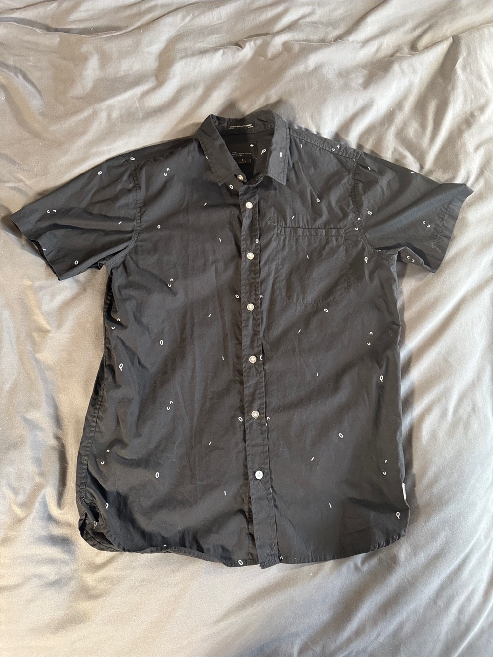 Tavik Black Short-Sleeve Button-Down with White Dot Print